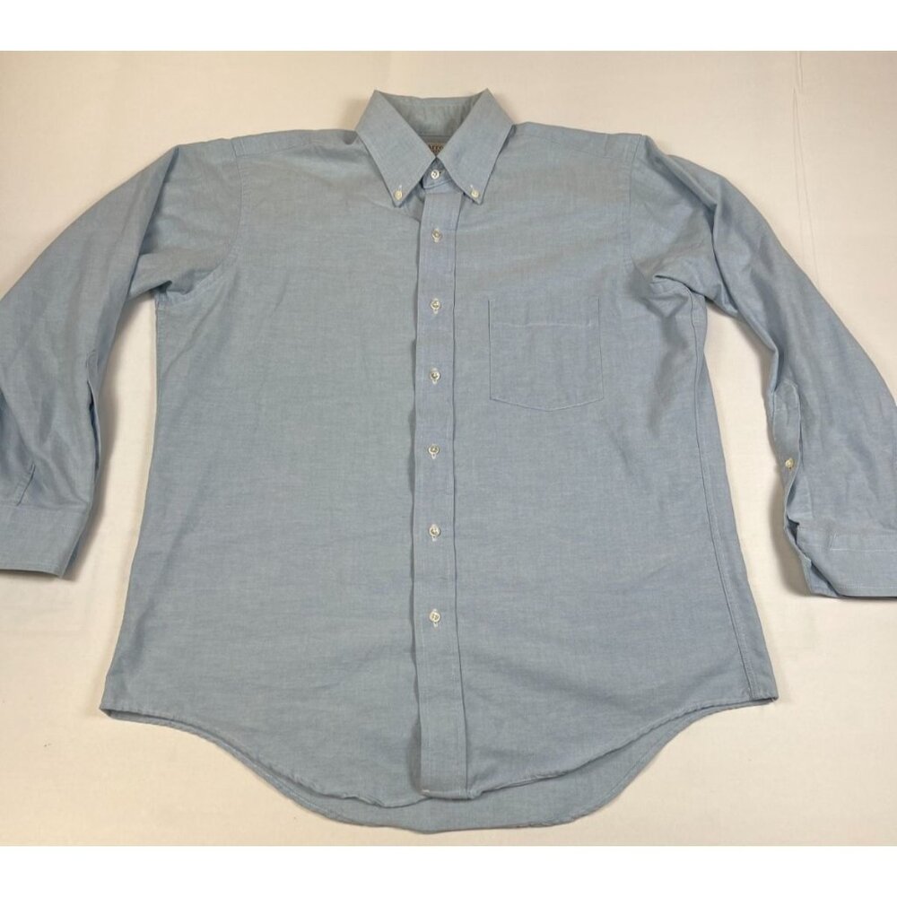 Arrow Dover Mens 16-33 Blue Oxford Long Sleeve Button Down Made in USA Shirt